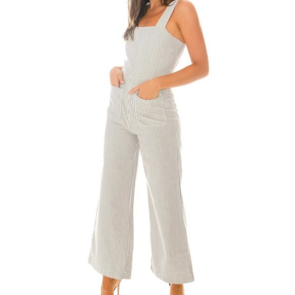 ROLLAS Sailor Striped Jumpsuit in Blue and White Cotton NWT - Picture 3 of 14